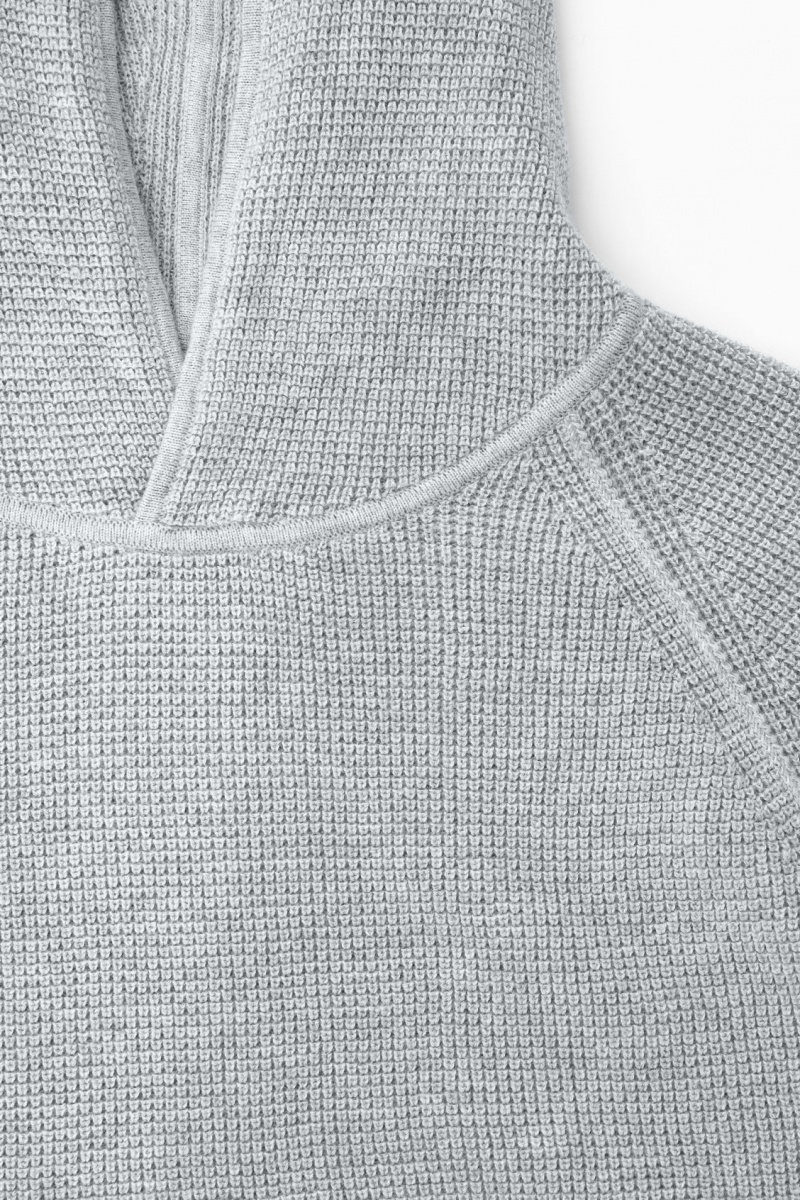 Pánské Mikina s Kapucí COS Waffle-Knit Cashmere-Blend Šedé | IRFK-80142