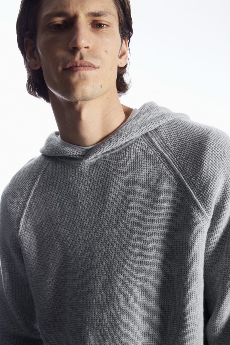 Pánské Mikina s Kapucí COS Waffle-Knit Cashmere-Blend Šedé | IRFK-80142