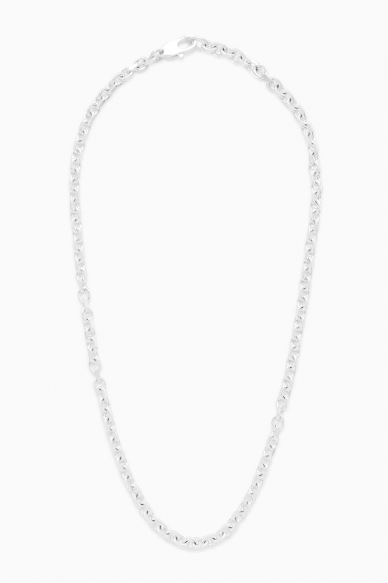 Pánské Náhrdelník COS Geometric Oval-Link Stříbrné | QLCA-51479
