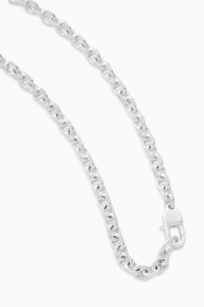 Pánské Náhrdelník COS Geometric Oval-Link Stříbrné | QLCA-51479