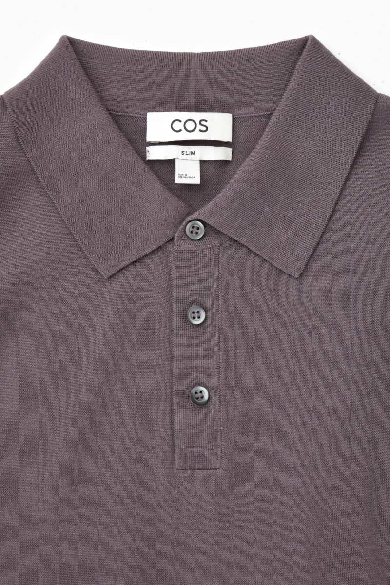 Pánské Polo Triko COS Merino Vlna Tmavě Fialové | HIOX-46135