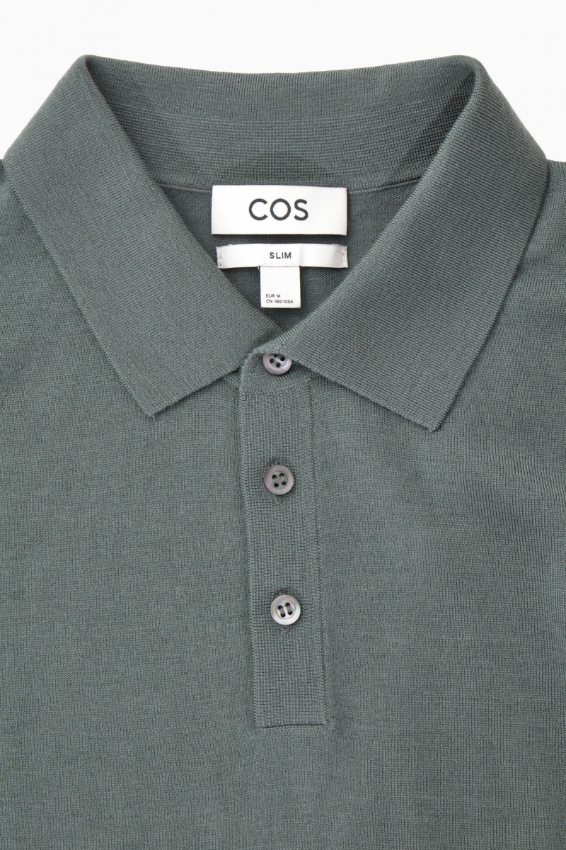 Pánské Polo Triko COS Merino Vlna Zelene | YKZJ-87492