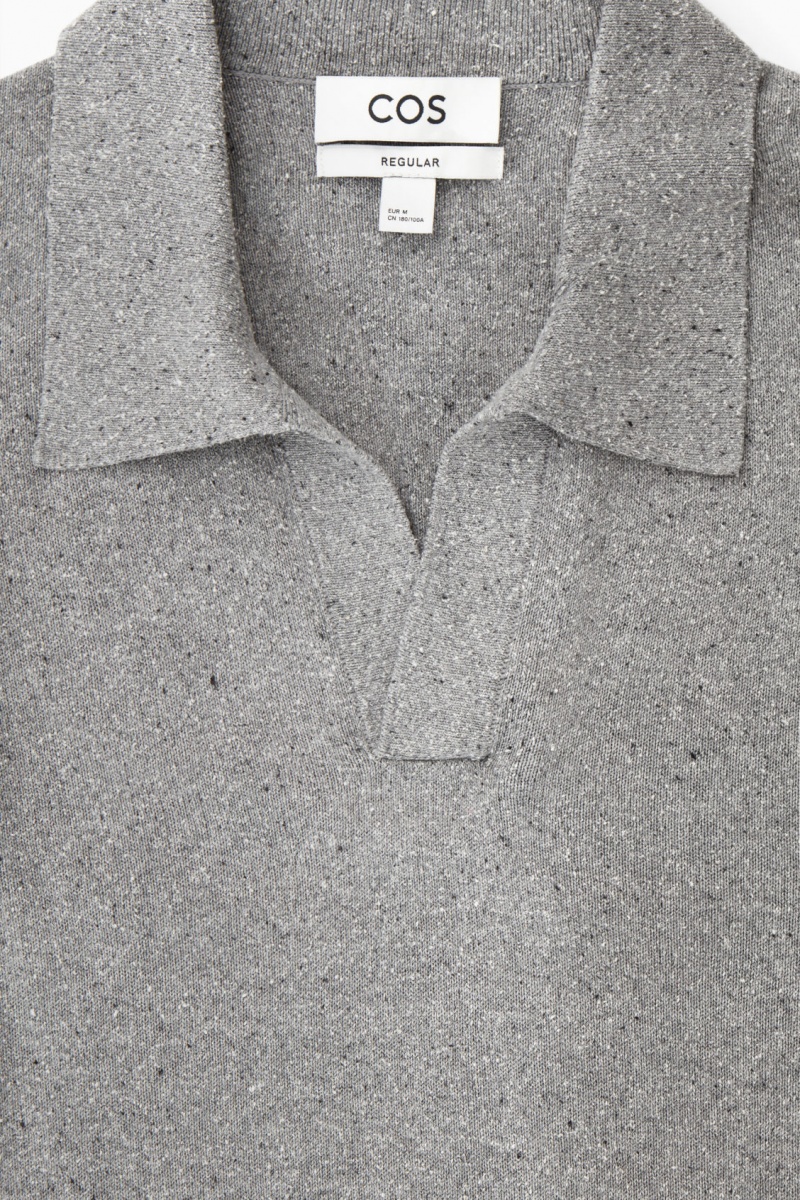 Pánské Polo Triko COS Open-Collar Pletené Silk Šedé | IHTB-51694