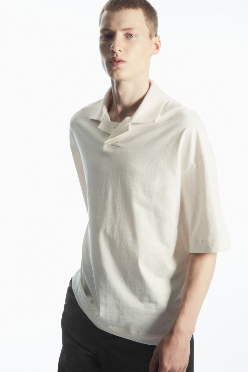 Pánské Polo Triko COS Oversized Open-Collar Bílé | SIAU-05417