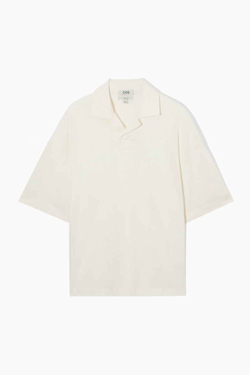 Pánské Polo Triko COS Oversized Open-Collar Bílé | SIAU-05417