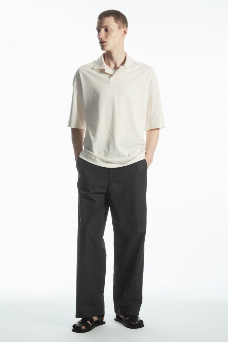 Pánské Polo Triko COS Oversized Open-Collar Bílé | SIAU-05417