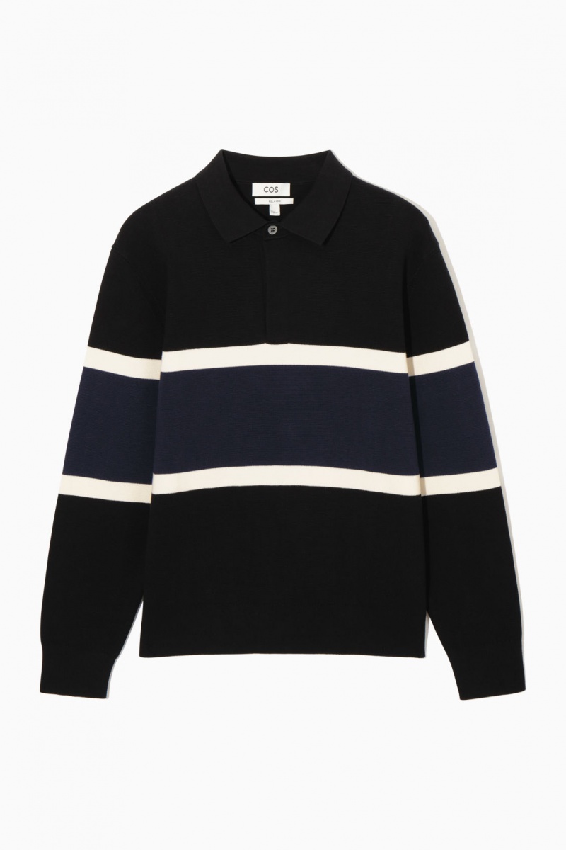 Pánské Polo Triko COS Pruhovaný Černé | KPZC-37096