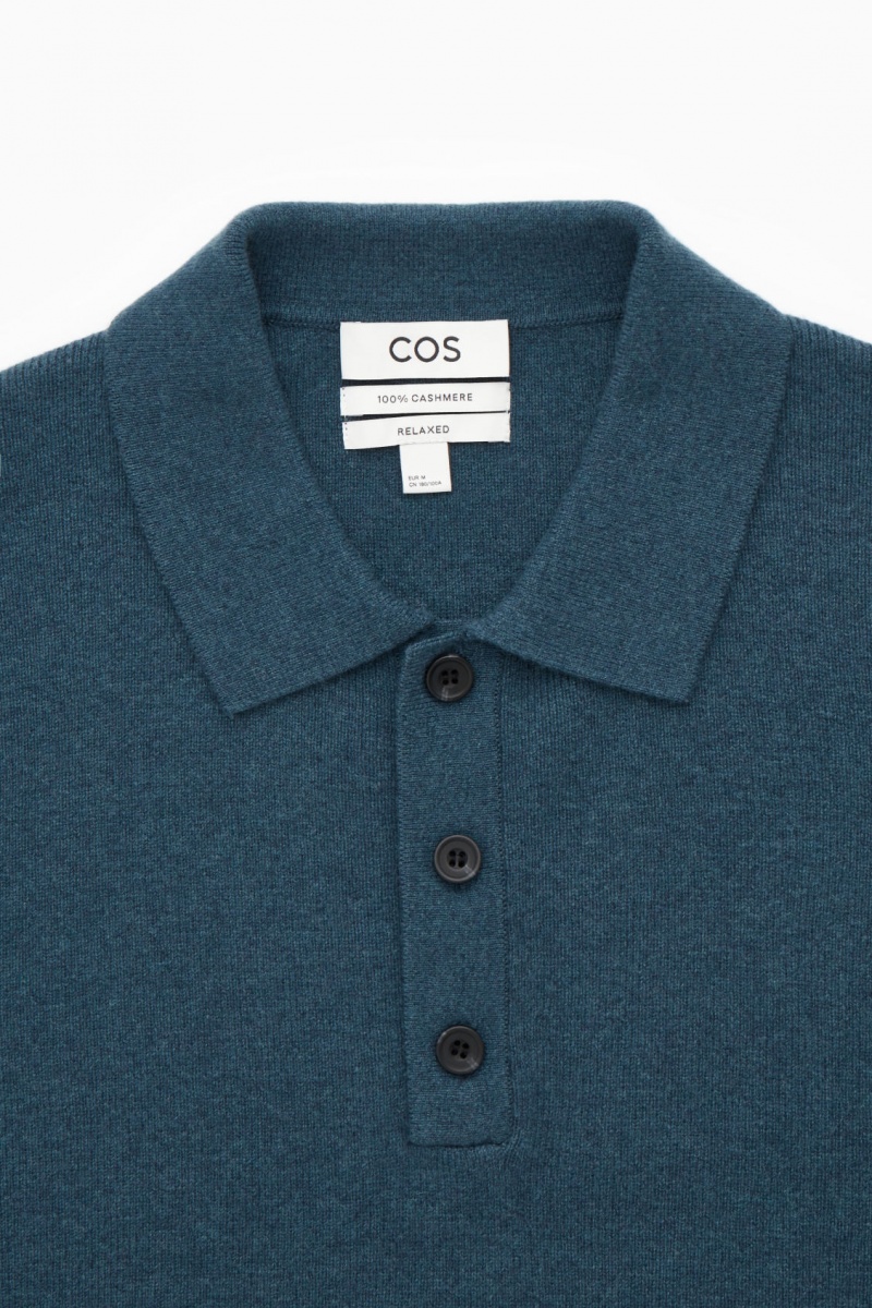 Pánské Polo Triko COS Pure Cashmere Tyrkysové | YAQI-47601