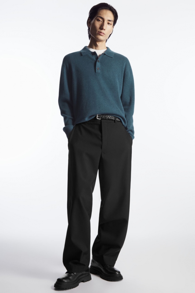 Pánské Polo Triko COS Pure Cashmere Tyrkysové | YAQI-47601