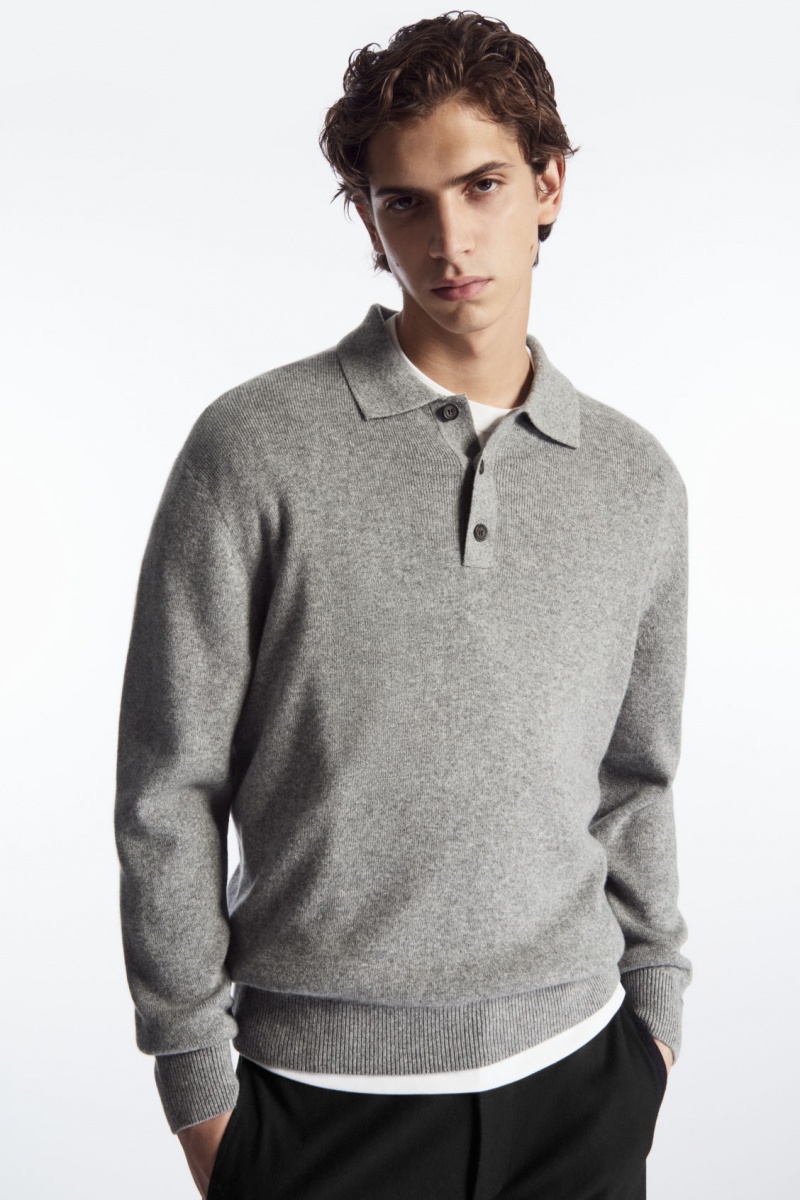 Pánské Polo Triko COS Pure Cashmere Šedé | YORD-52367
