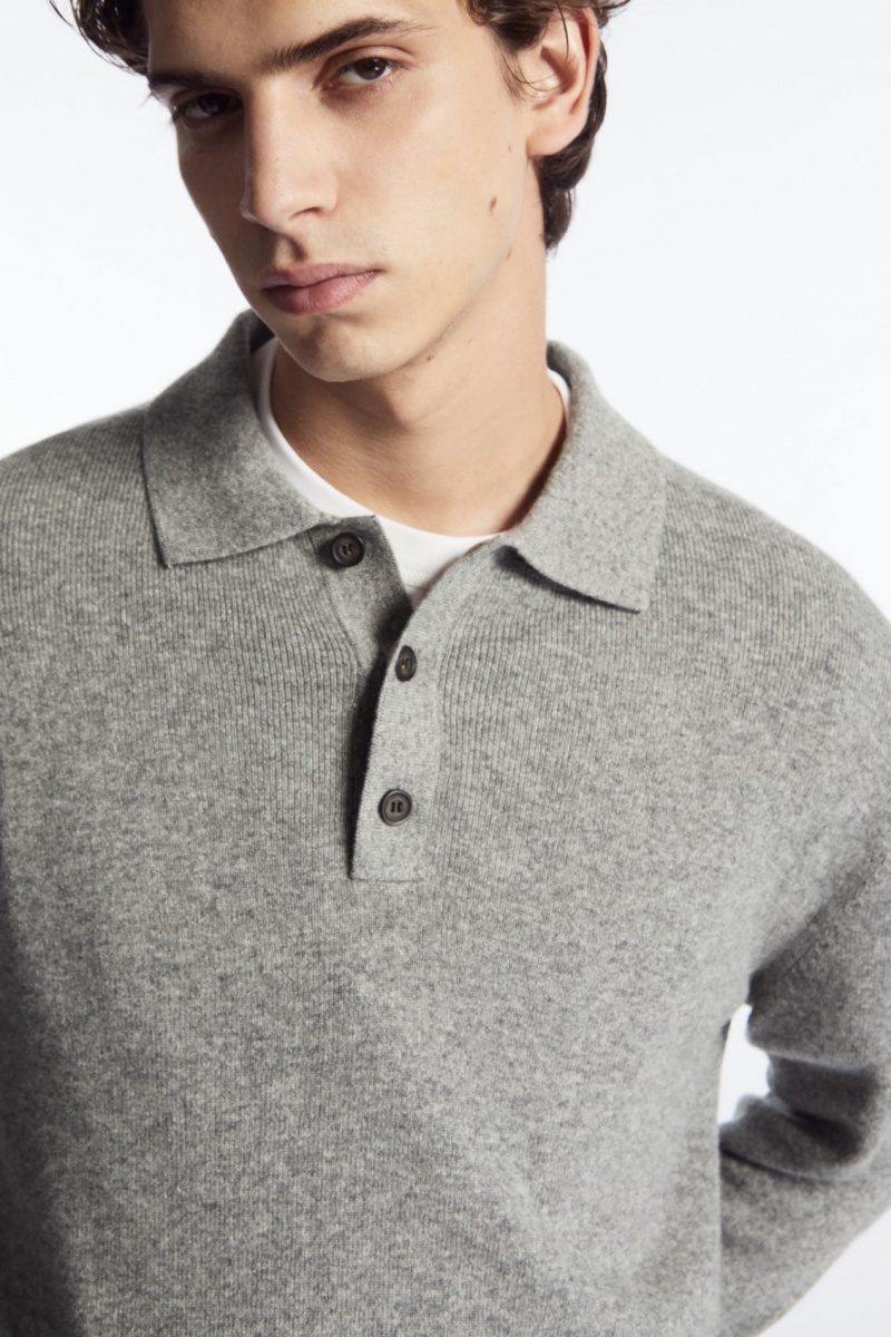Pánské Polo Triko COS Pure Cashmere Šedé | YORD-52367