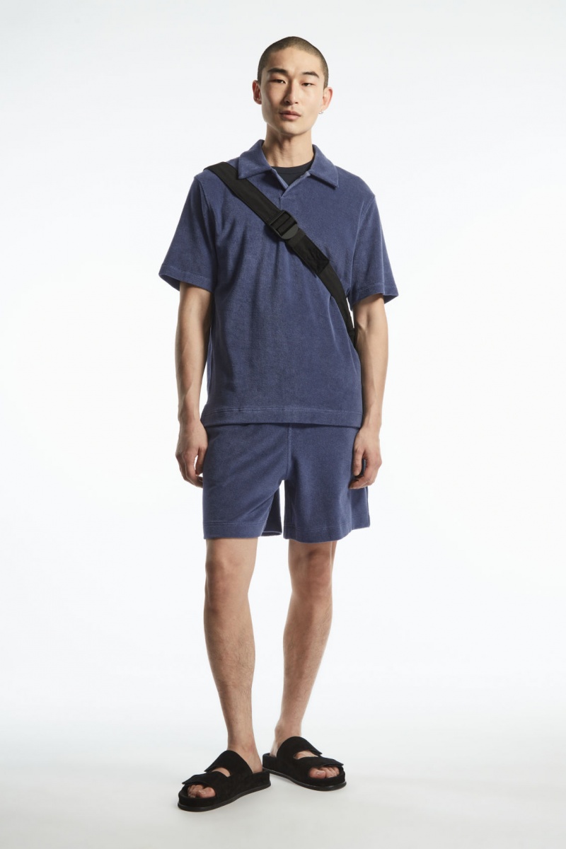 Pánské Polo Triko COS Toweling Tmavě Blankyt | IMOG-59470