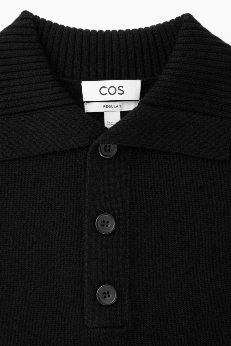 Pánské Polo Triko COS Vlna And Cashmere Černé | SZAN-86215