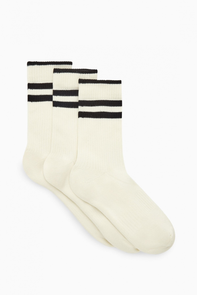 Pánské Ponožky COS 3-Pack Žebrovaný Sports Krém | COJK-23716