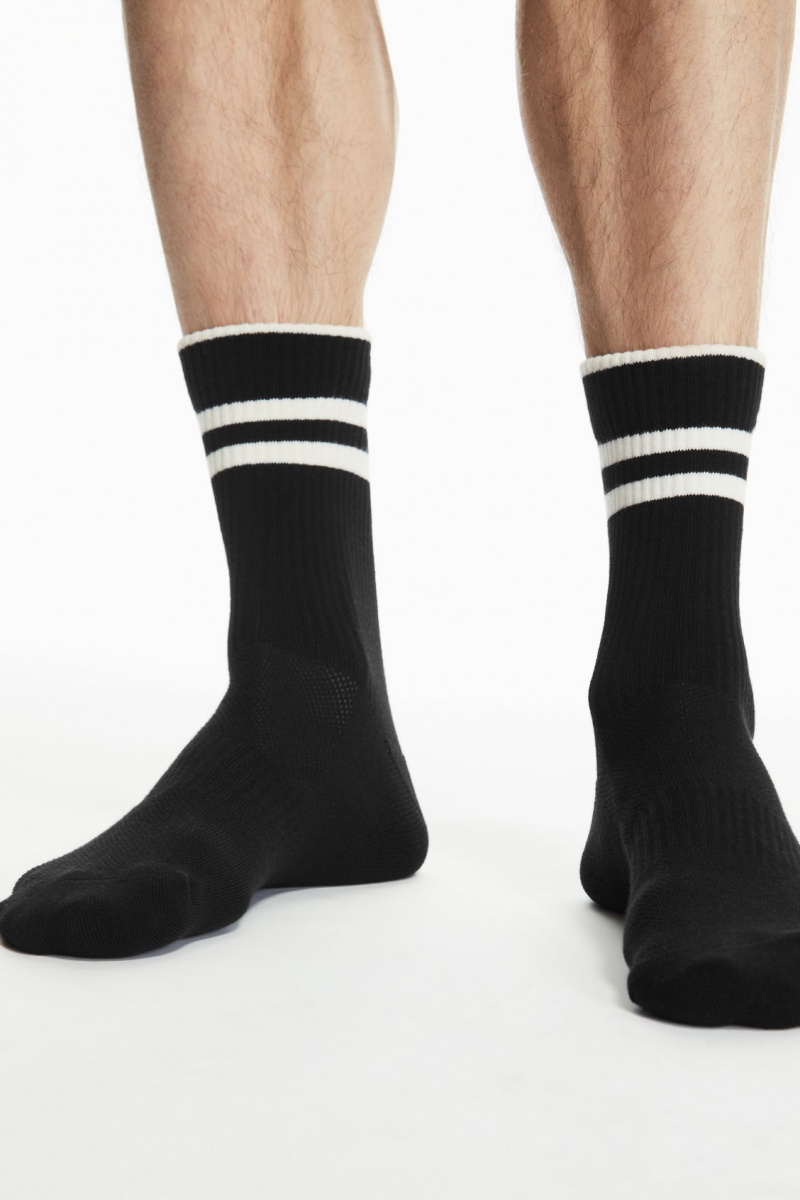 Pánské Ponožky COS 3-Pack Žebrovaný Sports Černé | LGDJ-92348