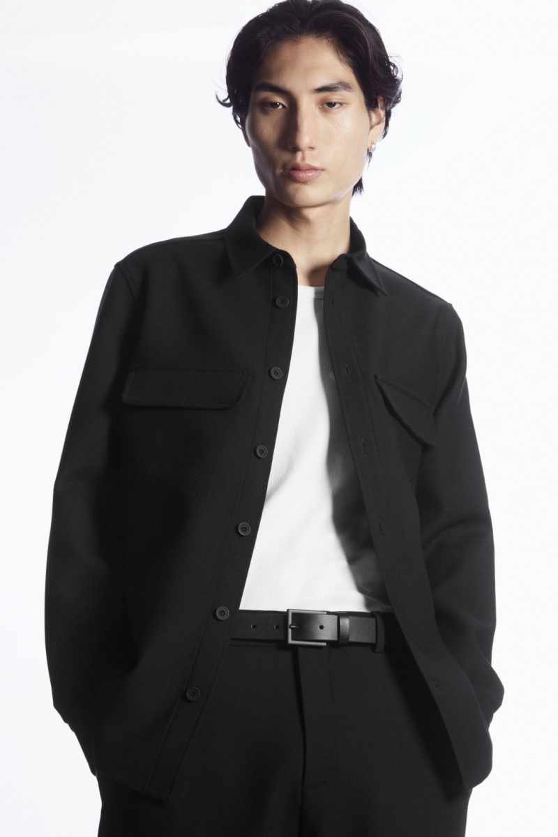 Pánské Pásky COS Matte Tonal Læder Černé | BKLC-04753