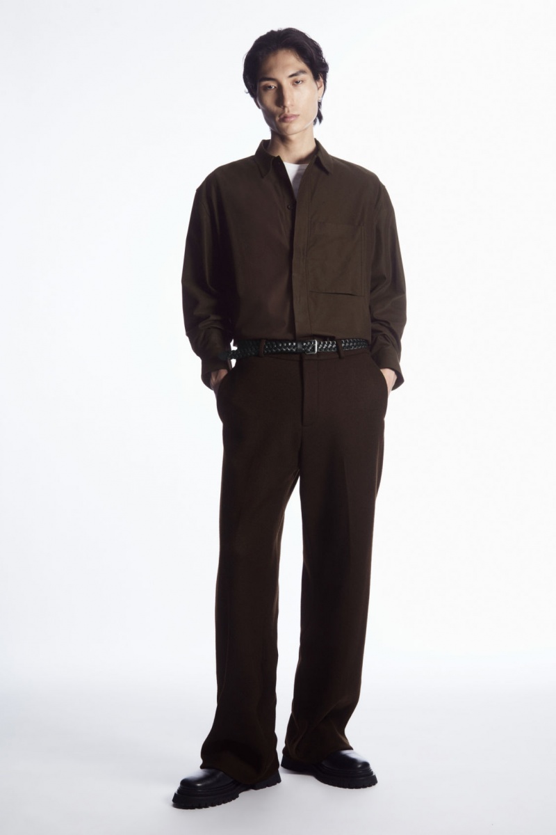 Pánské Pásky COS Slim Woven Læder Černé | VNJA-89031