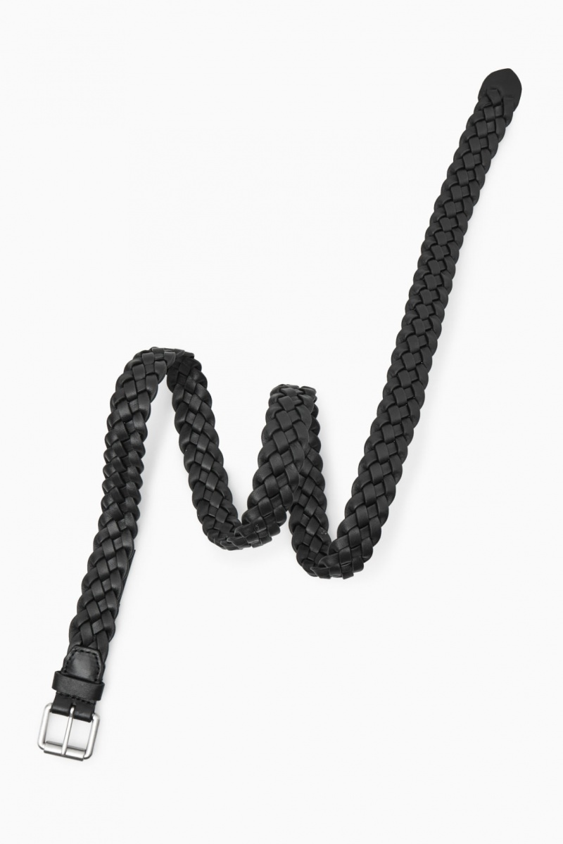 Pánské Pásky COS Slim Woven Læder Černé | VNJA-89031