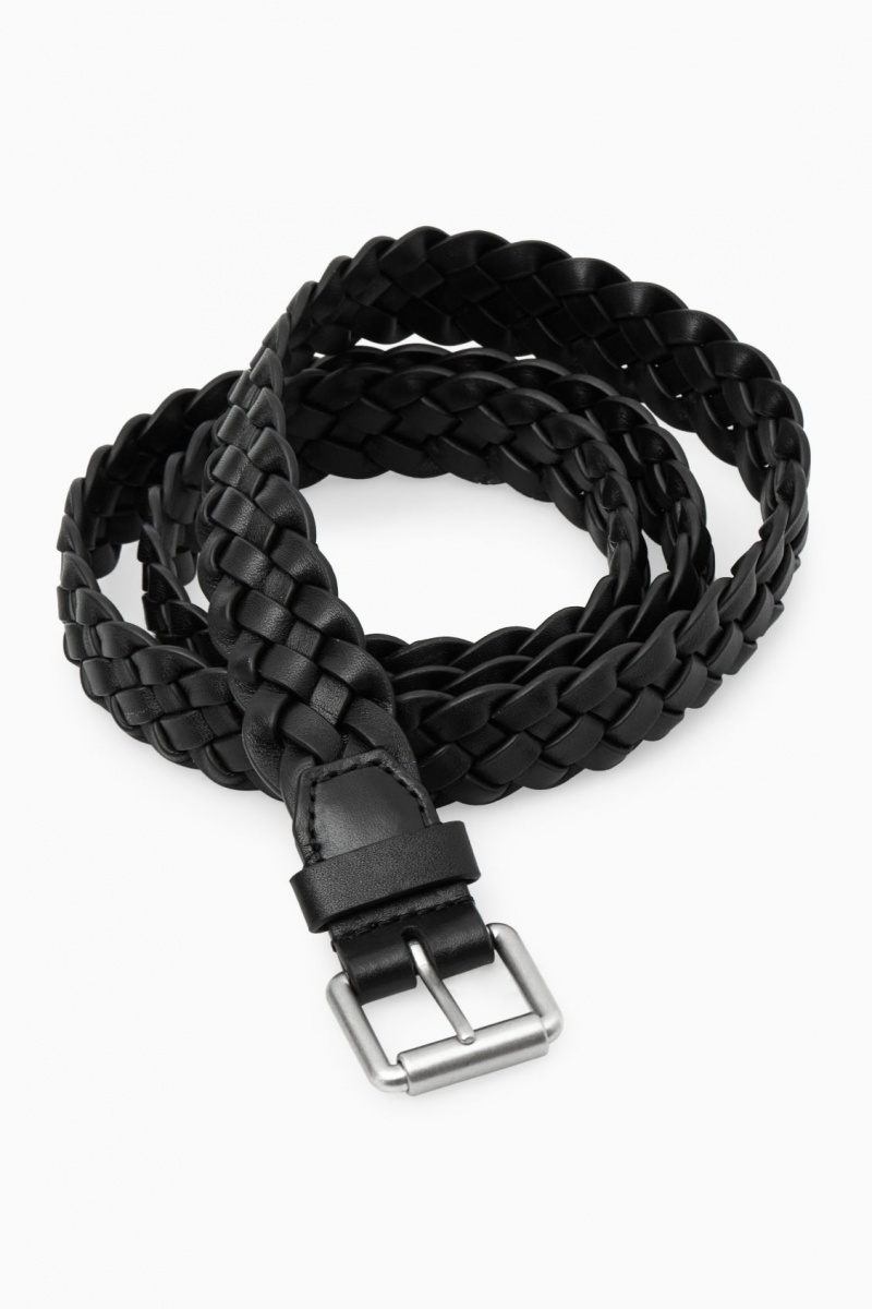 Pánské Pásky COS Slim Woven Læder Černé | VNJA-89031