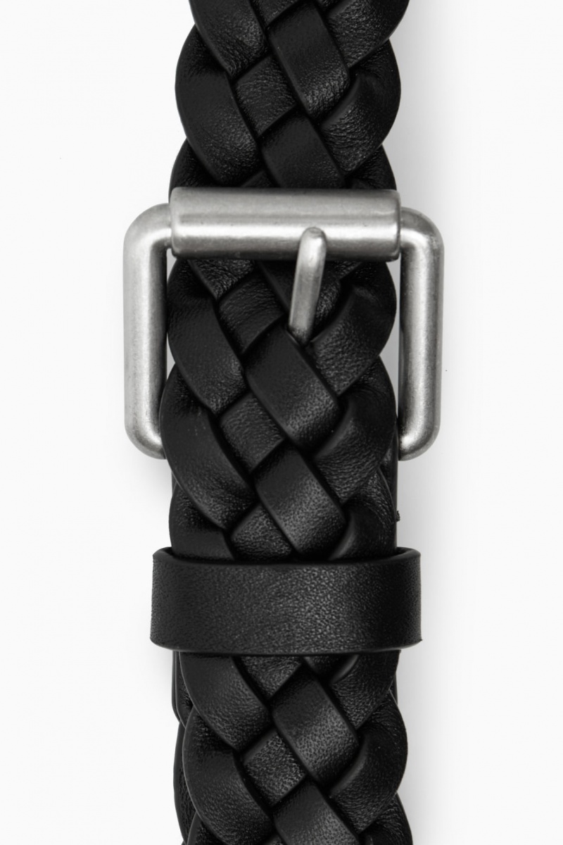 Pánské Pásky COS Slim Woven Læder Černé | VNJA-89031