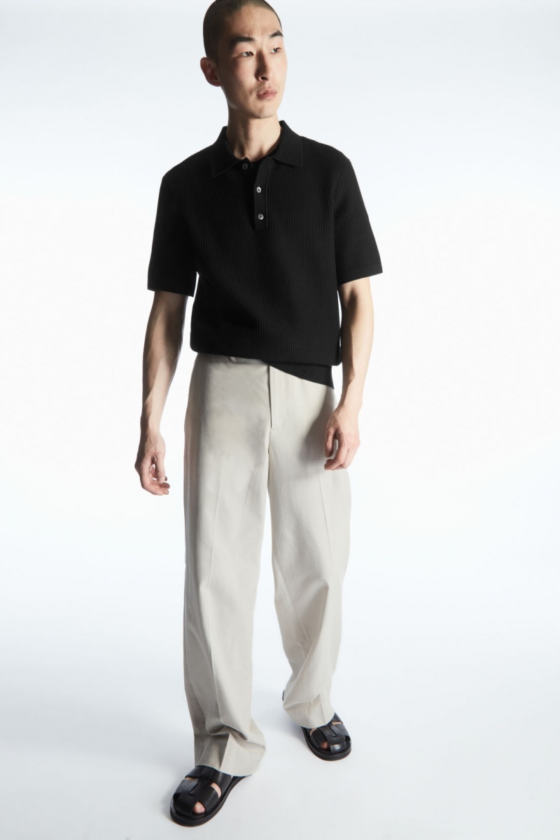 Pánské Sandály COS Læder Fisherman Černé | PVYF-04872