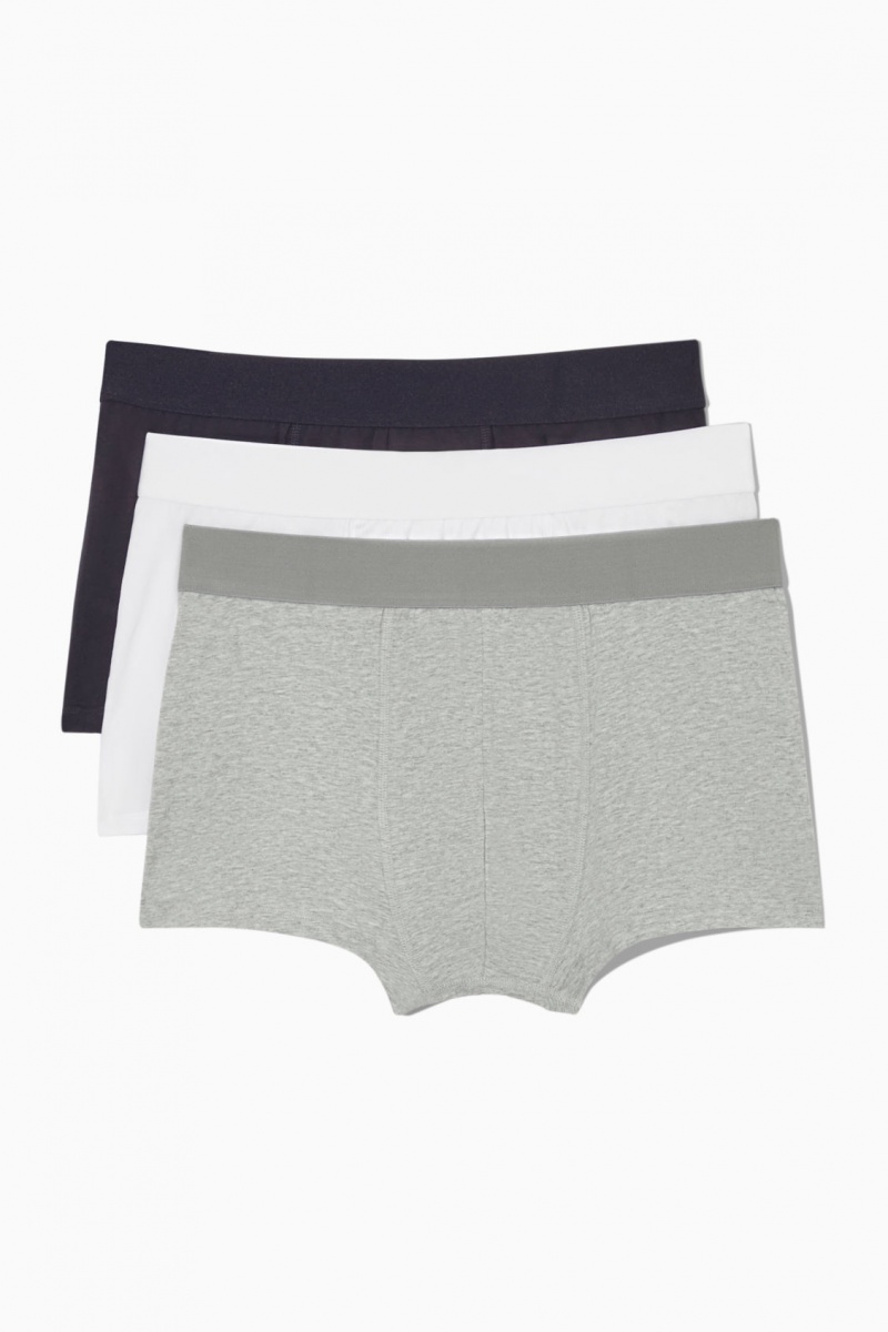 Pánské Slipy COS 3-Pack Jersey Boxerské Šedé Bílé Černé | CQNI-54128