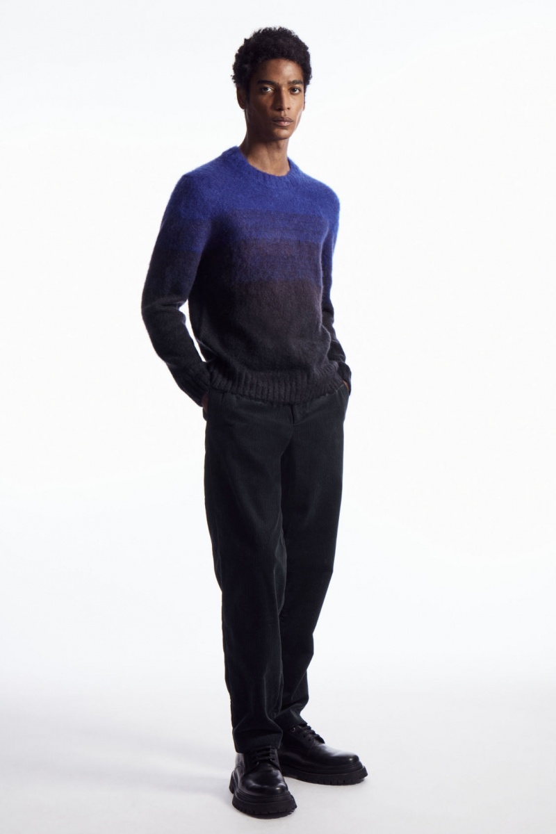 Pánské Svetry COS Colour-Block Mohair-Blend Světle Blankyt Tmavě Blankyt | GDQS-16305
