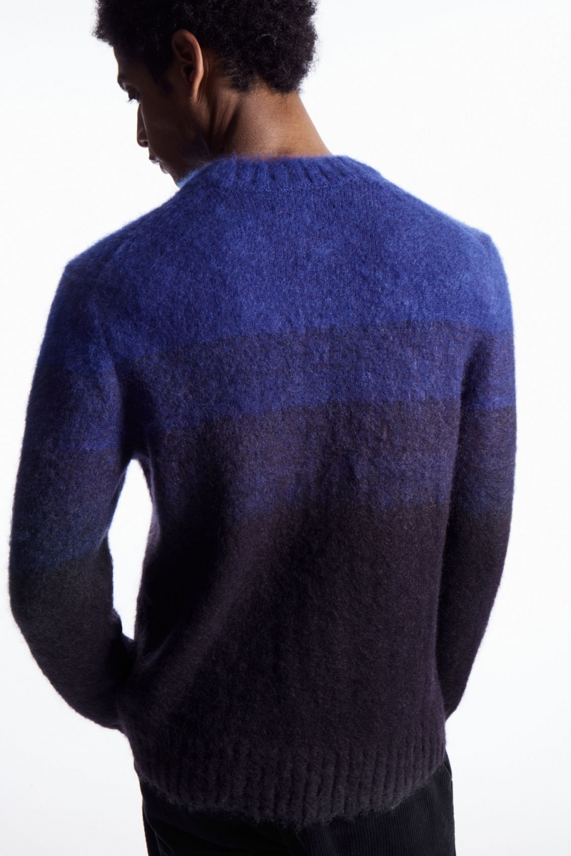 Pánské Svetry COS Colour-Block Mohair-Blend Světle Blankyt Tmavě Blankyt | GDQS-16305