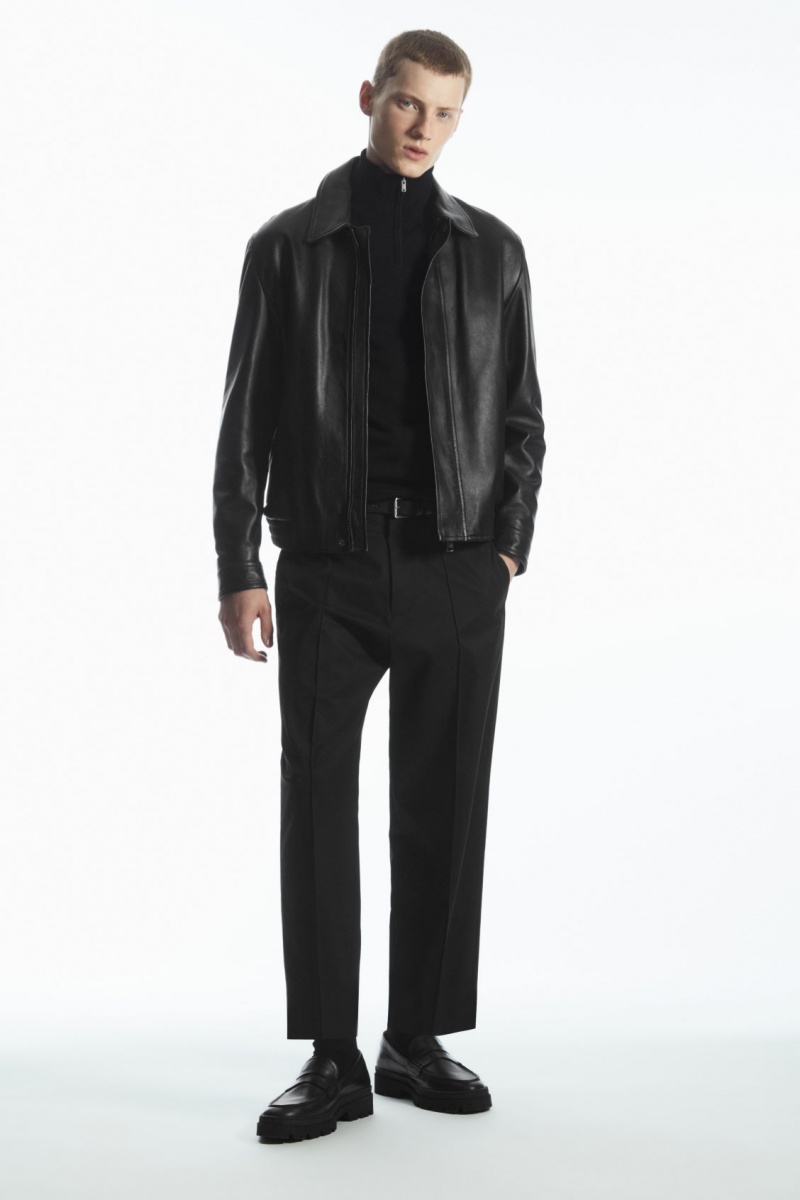 Pánské Svetry COS Funnel-Neck Vlna Half-Zip Černé | JMOY-32456