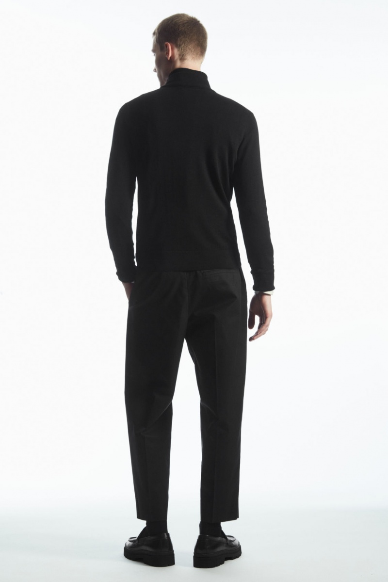 Pánské Svetry COS Funnel-Neck Vlna Half-Zip Černé | JMOY-32456