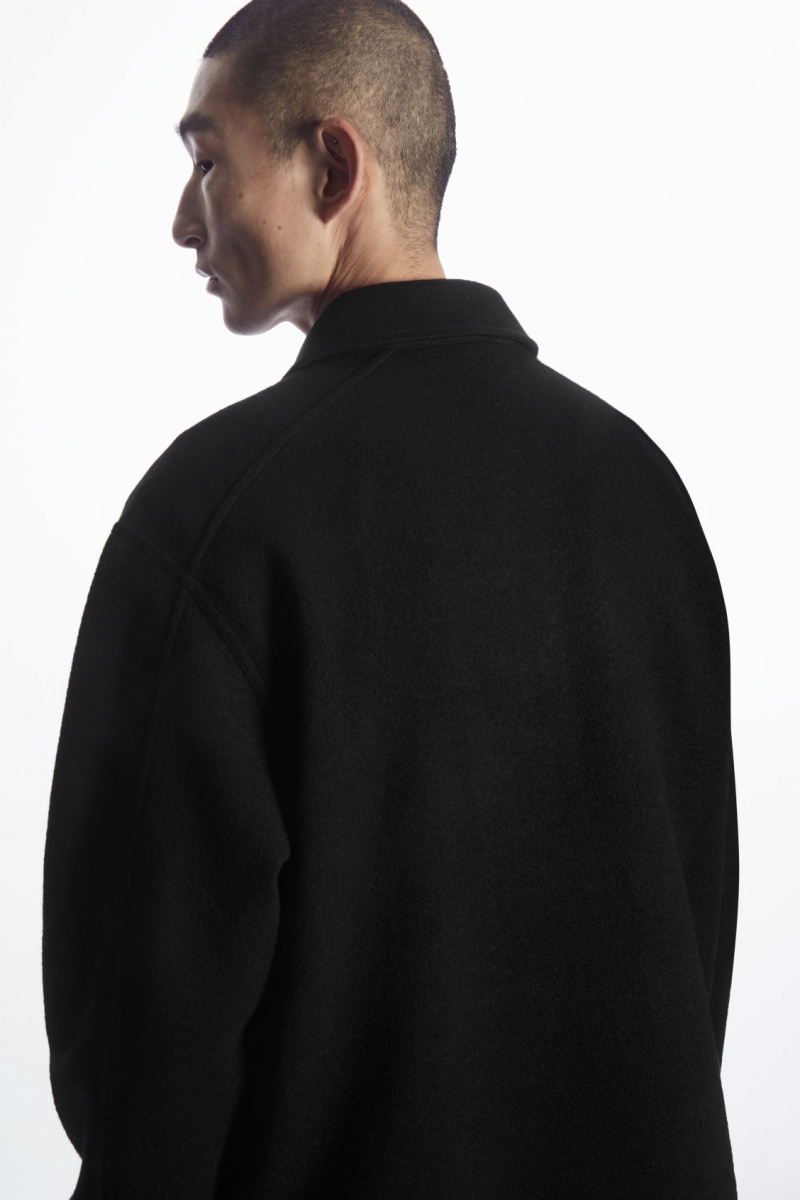 Pánské Svetry COS Half-Zip Vlna-Blend Černé | PFDV-30781