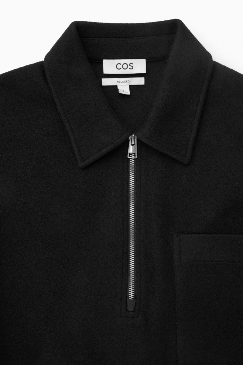 Pánské Svetry COS Half-Zip Vlna-Blend Černé | PFDV-30781