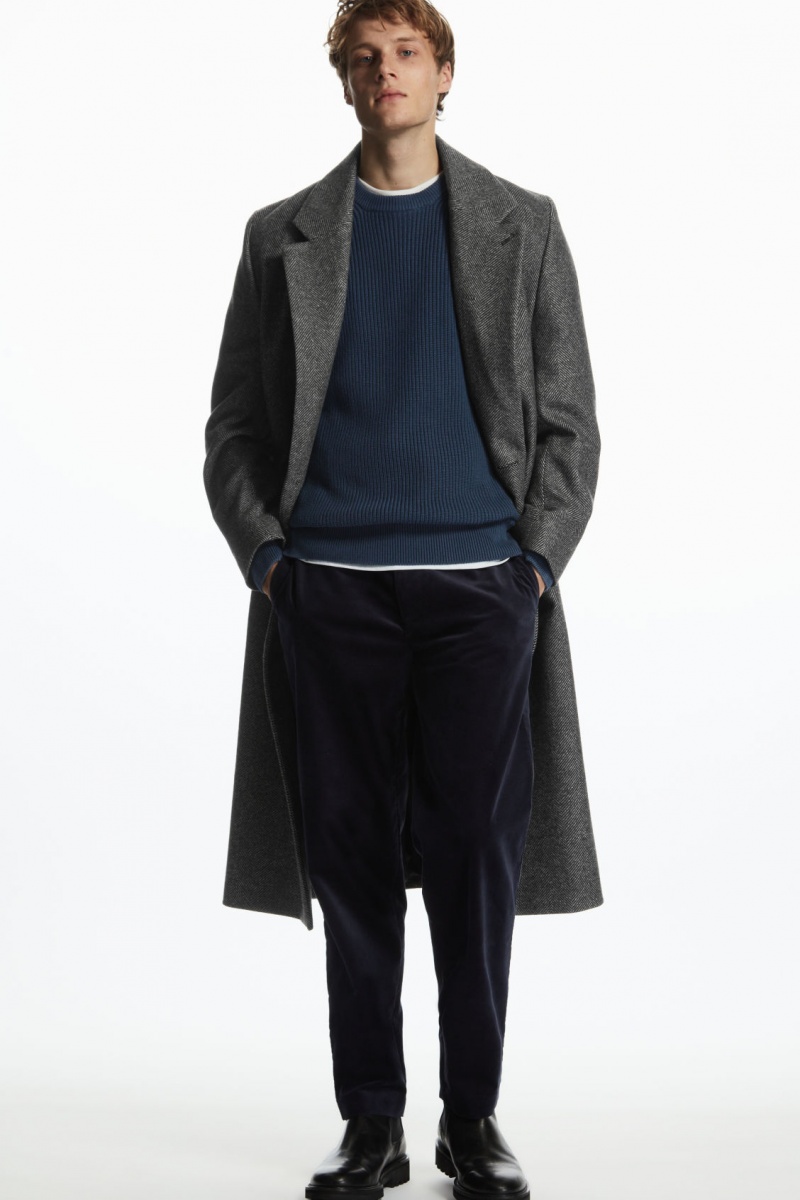 Pánské Svetry COS Stone-Washed Pletené Tmavě Blankyt | YEBV-80639