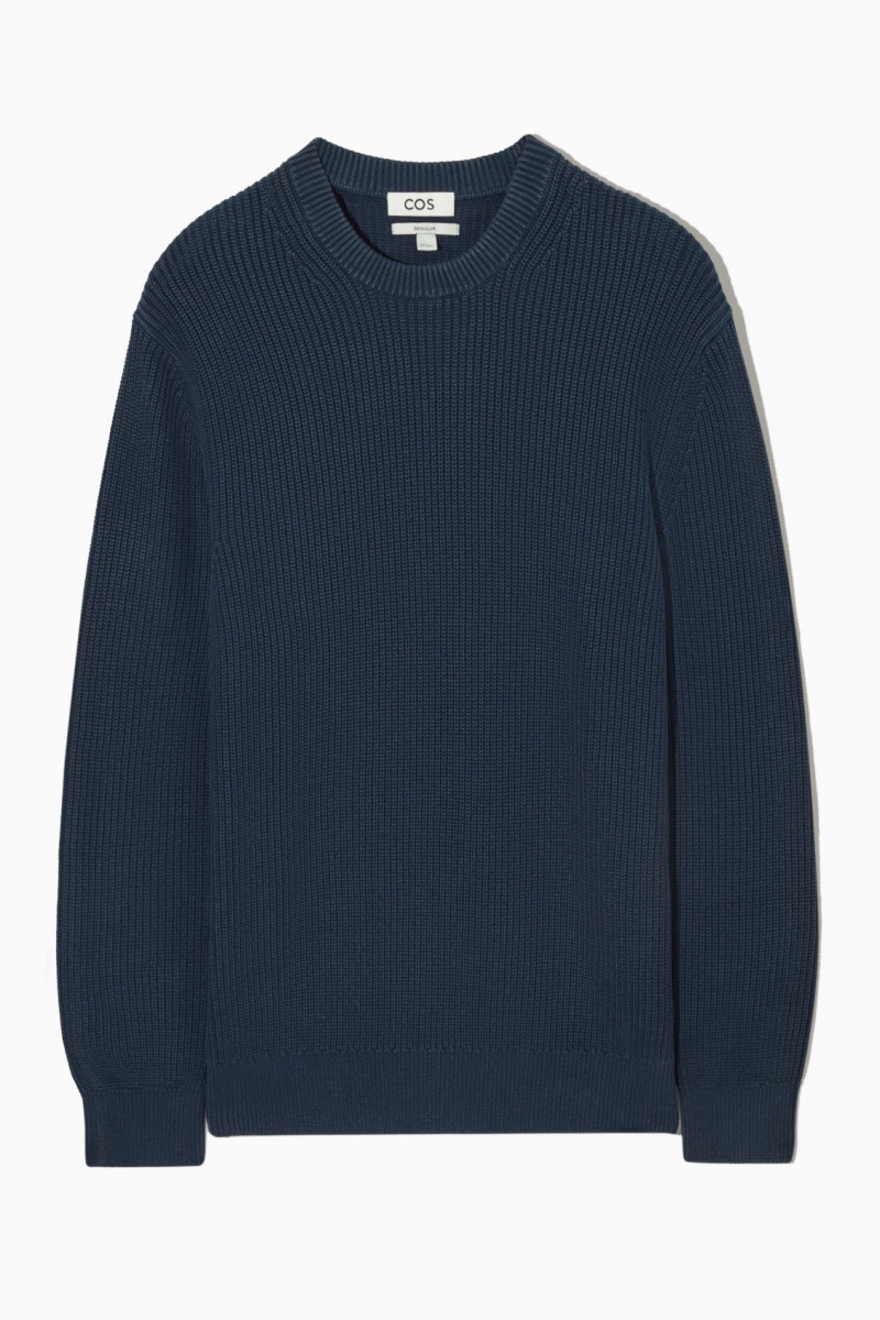 Pánské Svetry COS Stone-Washed Pletené Tmavě Blankyt | YEBV-80639