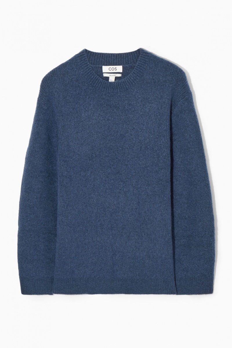Pánské Svetry COS Textured Vlna-Blend Tmavě Blankyt | TZQF-05748