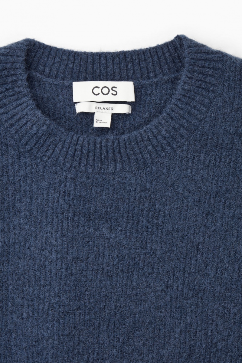 Pánské Svetry COS Textured Vlna-Blend Tmavě Blankyt | TZQF-05748