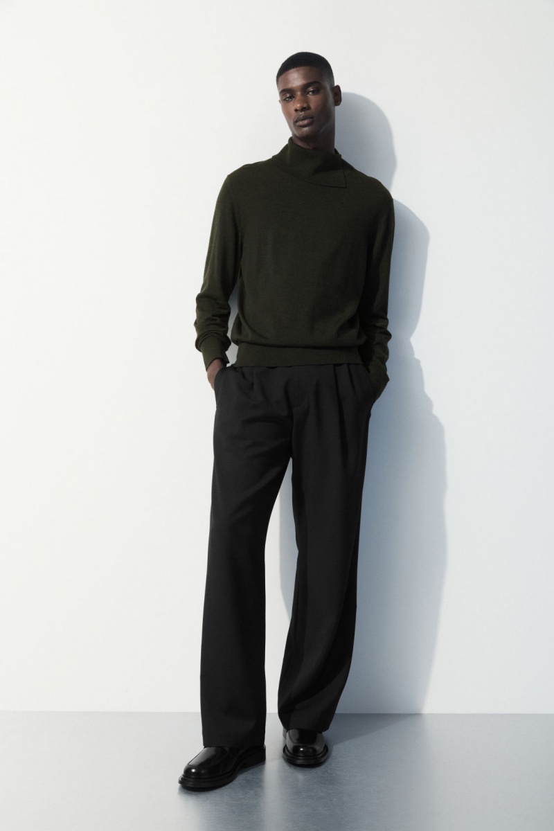 Pánské Svetry COS The Merino Vlna Roll-Neck Tmavě Zelene | GXFZ-30614