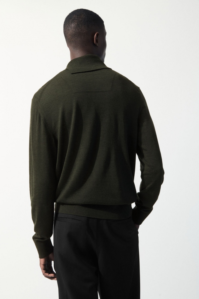 Pánské Svetry COS The Merino Vlna Roll-Neck Tmavě Zelene | GXFZ-30614