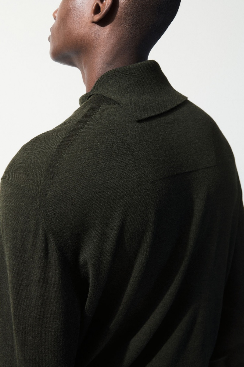 Pánské Svetry COS The Merino Vlna Roll-Neck Tmavě Zelene | GXFZ-30614