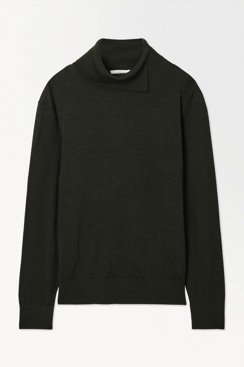 Pánské Svetry COS The Merino Vlna Roll-Neck Tmavě Zelene | GXFZ-30614
