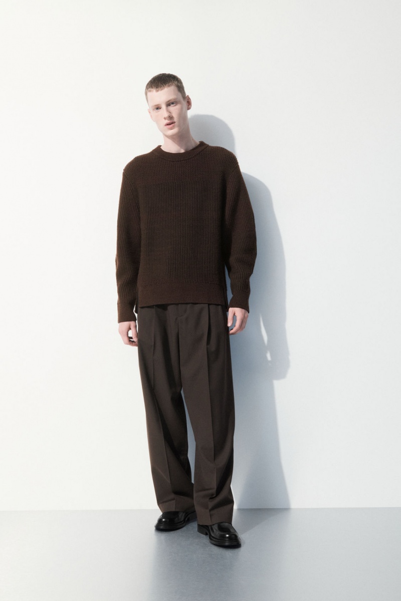 Pánské Svetry COS The Paneled Vlna Tmavě Hnědé | HCFW-60921