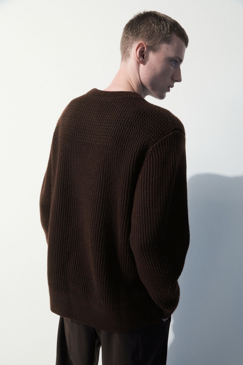 Pánské Svetry COS The Paneled Vlna Tmavě Hnědé | HCFW-60921