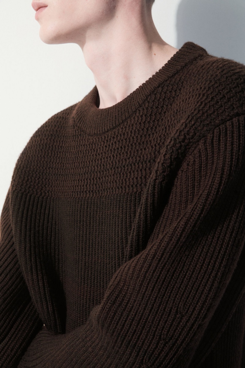 Pánské Svetry COS The Paneled Vlna Tmavě Hnědé | HCFW-60921