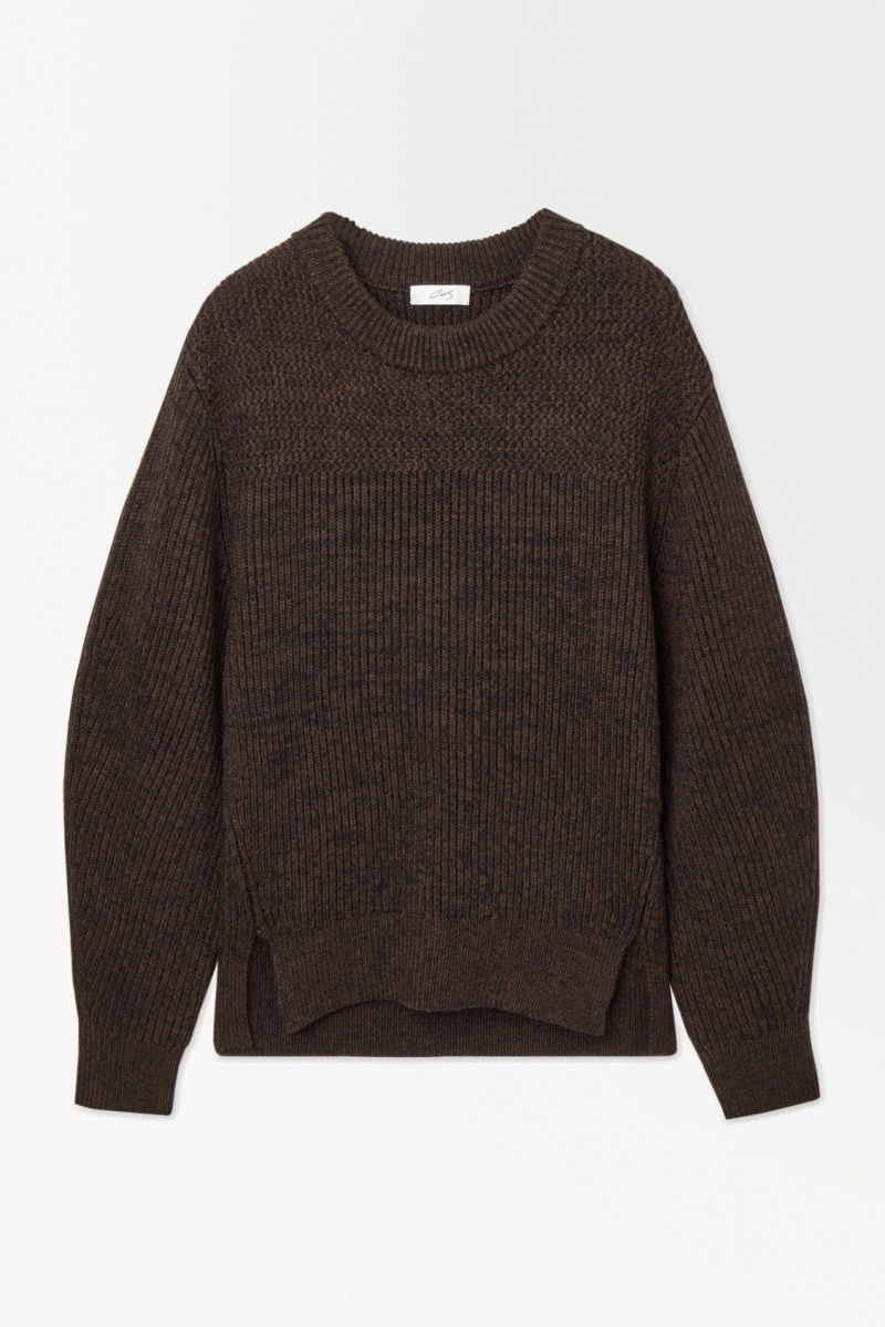 Pánské Svetry COS The Paneled Vlna Tmavě Hnědé | HCFW-60921