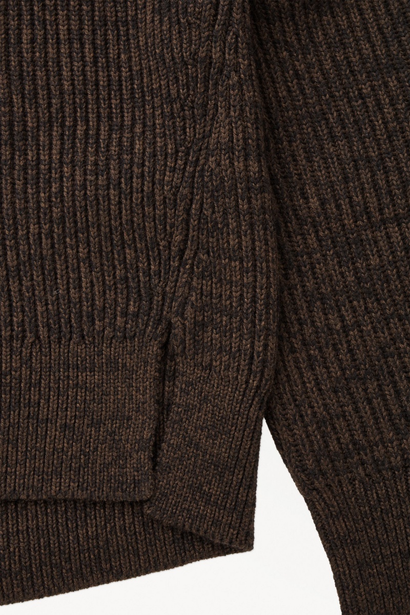Pánské Svetry COS The Paneled Vlna Tmavě Hnědé | HCFW-60921