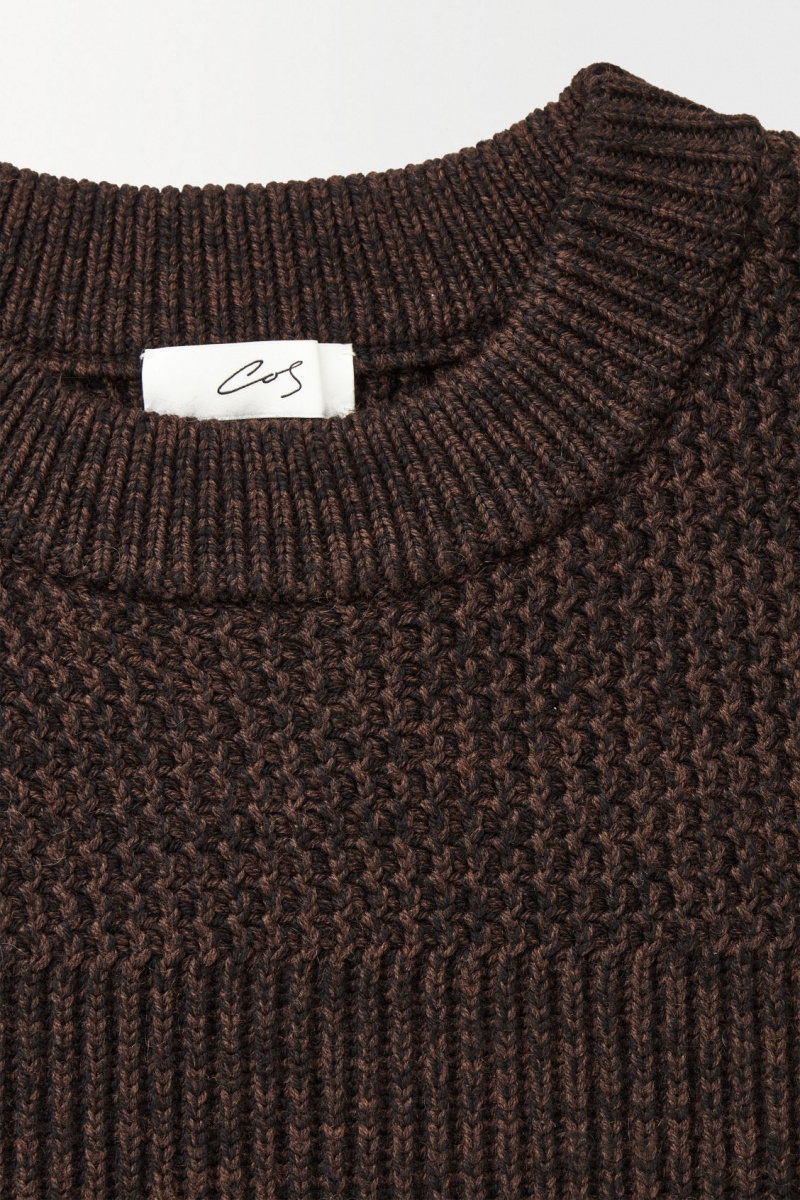Pánské Svetry COS The Paneled Vlna Tmavě Hnědé | HCFW-60921