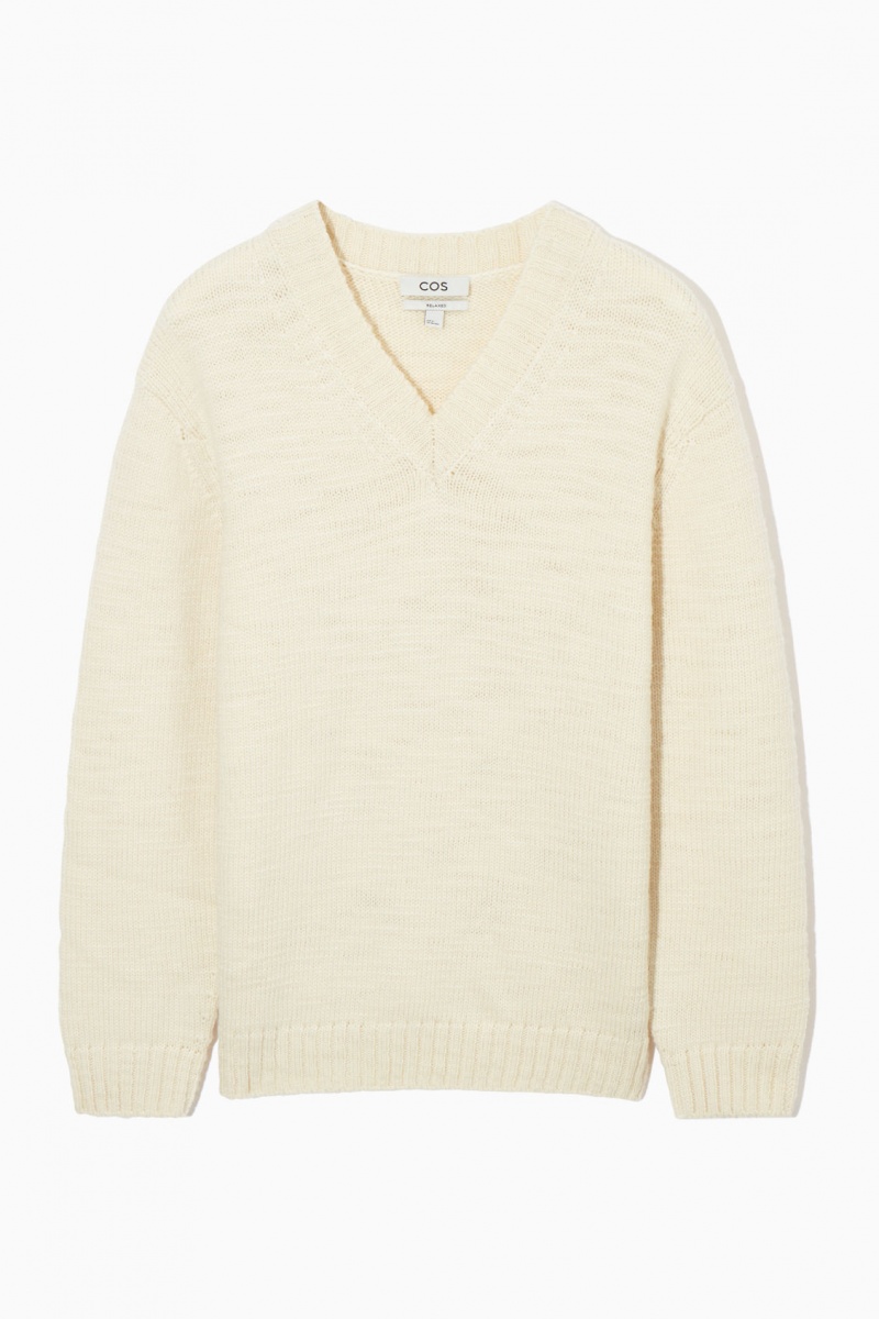 Pánské Svetry COS V-Neck Vlna Krém | QOYT-59147