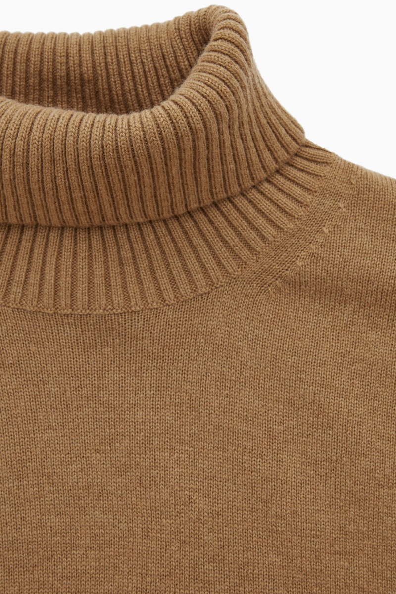Pánské Svetry COS Vlna-Cashmere Turtleneck Tmavě Béžový | QPEM-61328