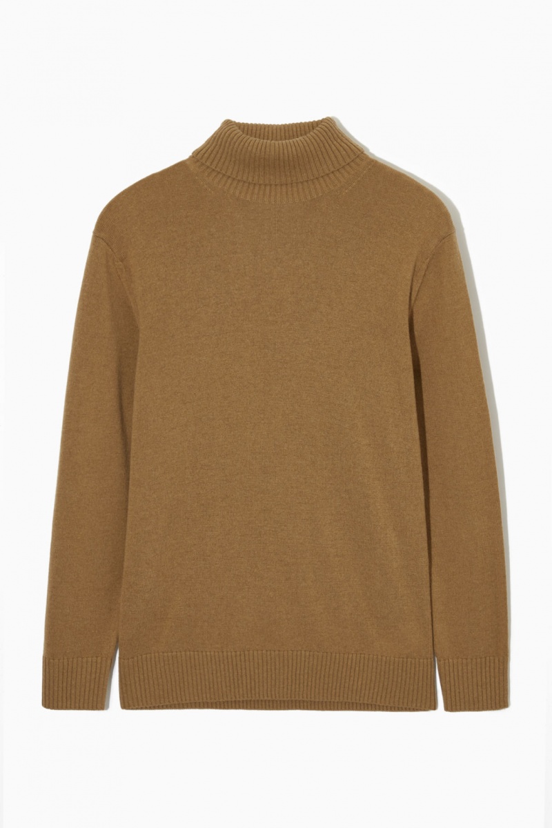 Pánské Svetry COS Vlna-Cashmere Turtleneck Tmavě Béžový | QPEM-61328