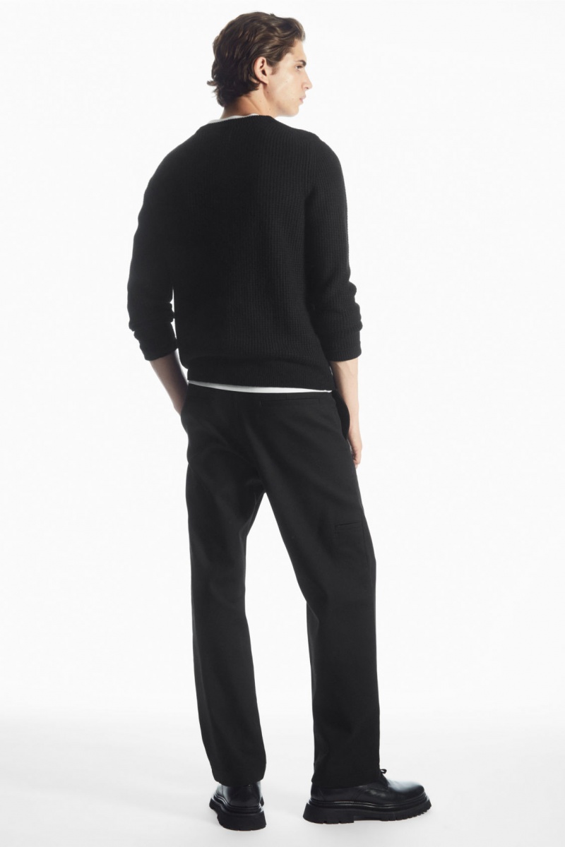 Pánské Svetry COS Waffle-Knit Pure Cashmere Černé | UWVE-83259